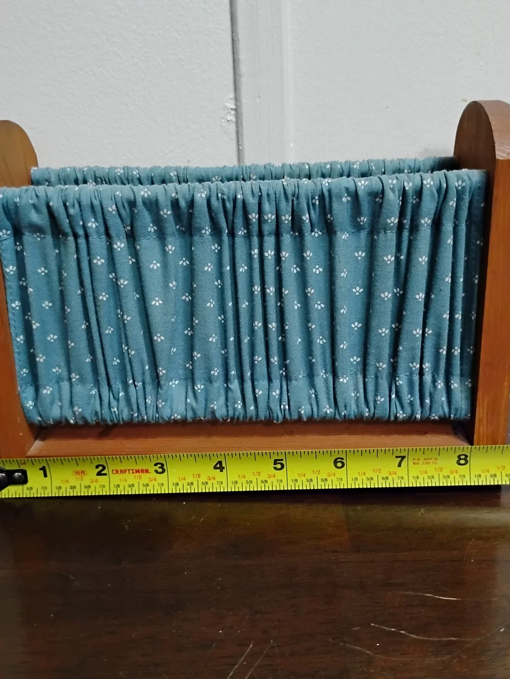 Wooden Heart Napkin Holder Curtain Kitchy Cottagecore Rustic Cabin Blue/Hearts
